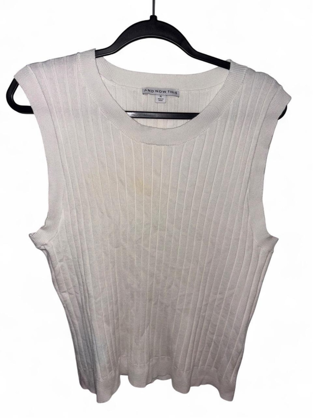 Sleeveless Ribbed Knit Top — White